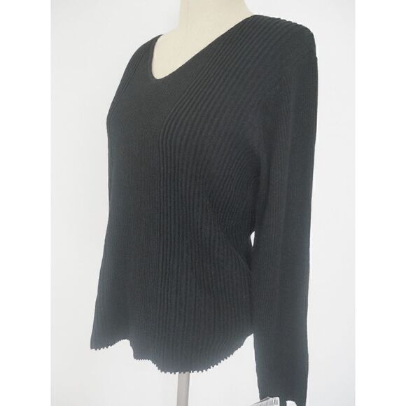 ALFANI Plus Size Ribbed Shine V-Neck Top 1X - Picture 2 of 6